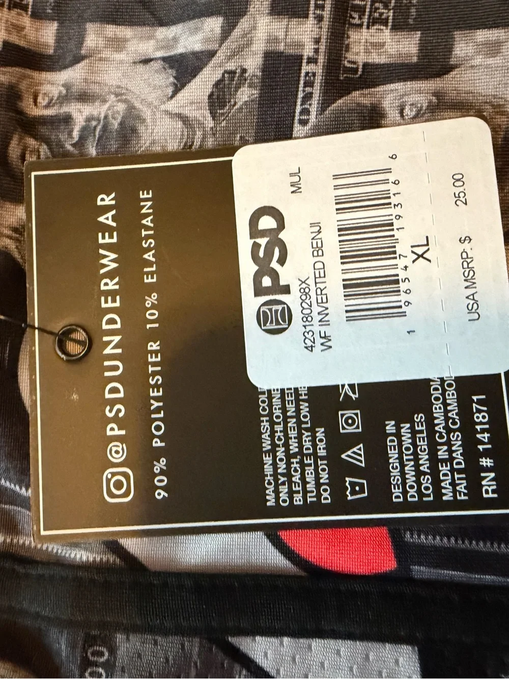 PSD Wareface Stretch Boxer Briefs money size XL black red